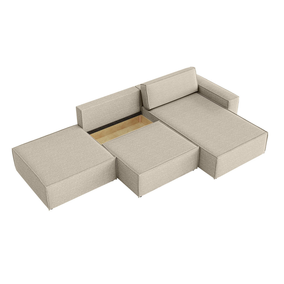 ECKSOFA Lummo Re mit Schlaffunktion, Beige - Beige, Textil (323/185cm) - Fedve