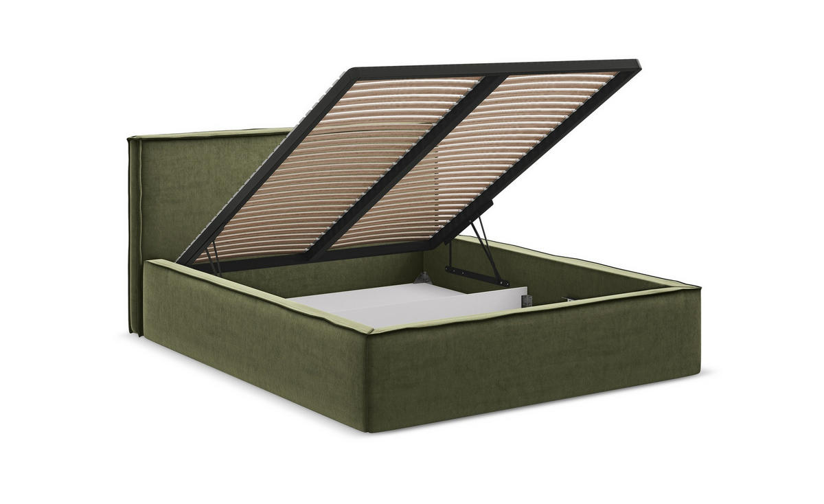 POLSTERBETT mit Bettkasten und Lattenrost 200x225 Violett - Lila/Flieder, Kunststoff/Textil (160/200cm) - Makamii