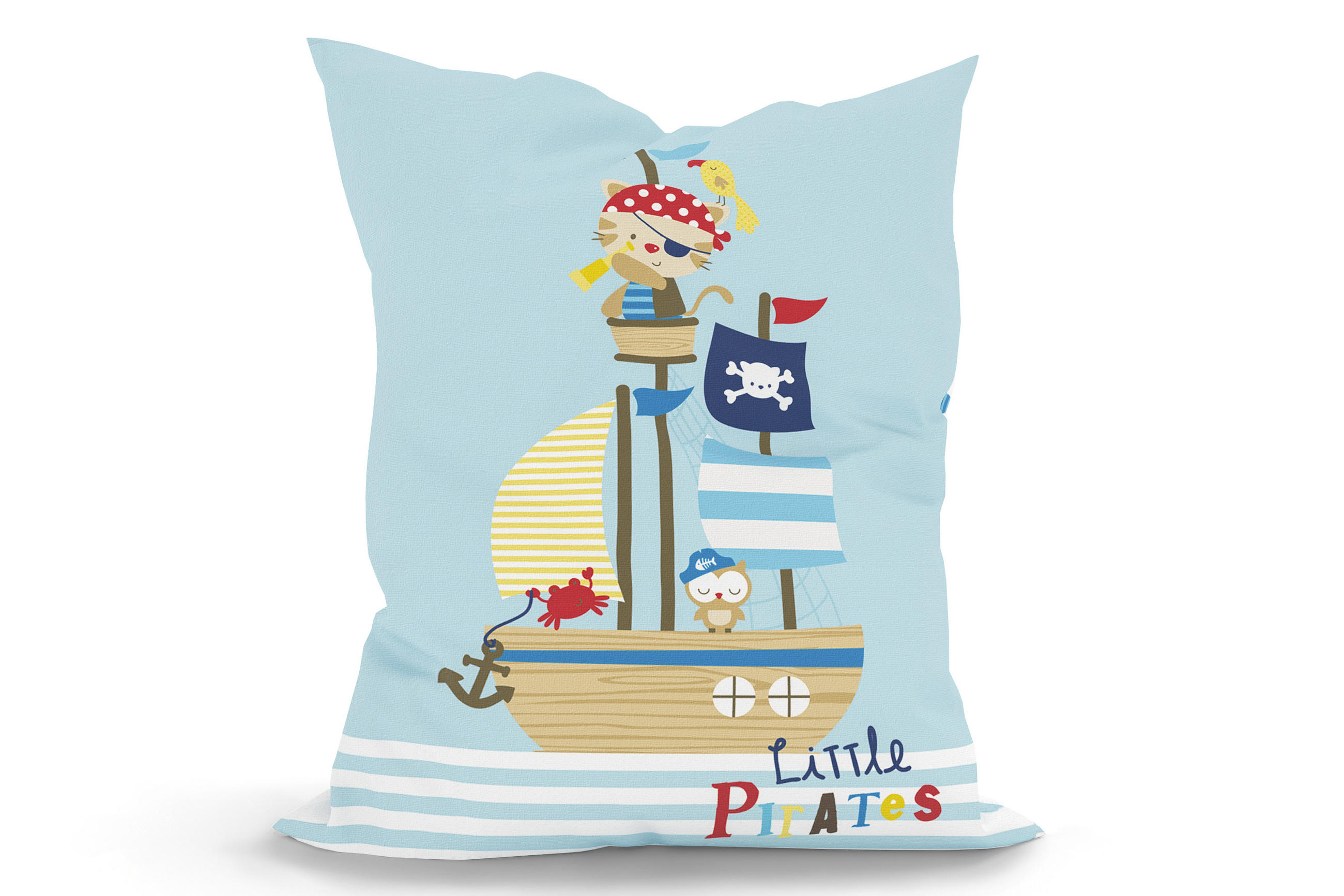 KINDER-SITZSACK - Little Pirate - Weiß/Hellblau, Textil (100/25/135cm) - Green Bean