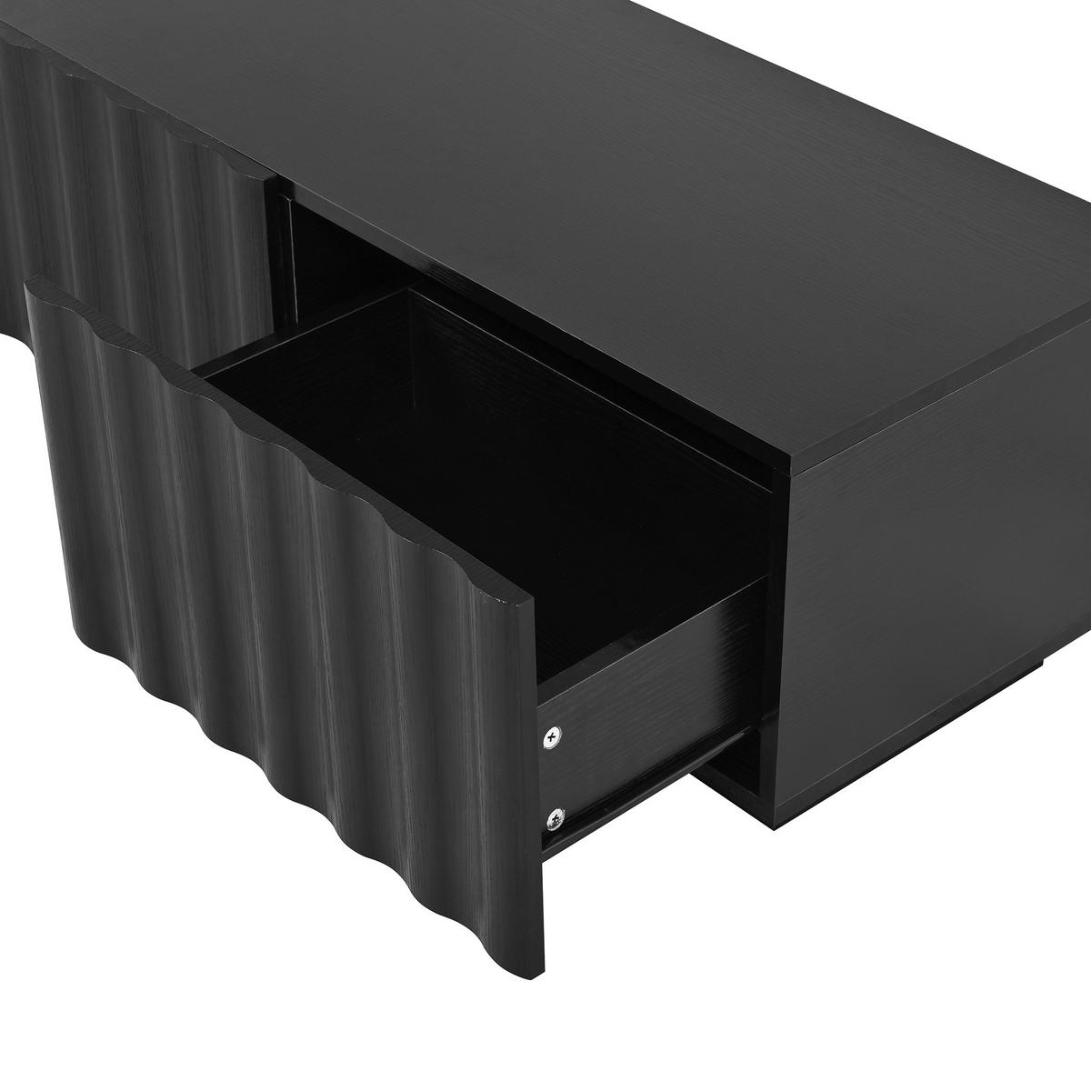 LOWBOARD in Schwarz TV-Schrank mit Schubladen und Metallbeinen, 180 B x 35 T x 40H(cm), für Wohnzimmer - Schwarz, Holzwerkstoff (200/35/40cm) - STILVORA