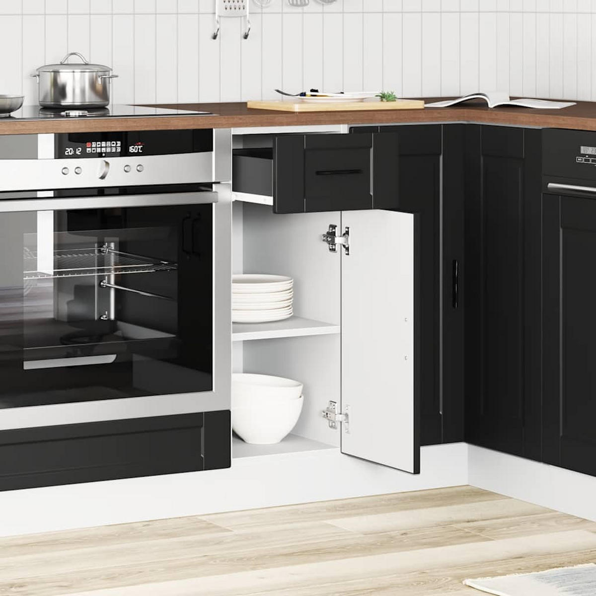KÜCHENUNTERSCHRANK Porto Schwarz Holzwerkstoff - Schwarz, Holzwerkstoff (46/81.5/30cm) - vidaXL