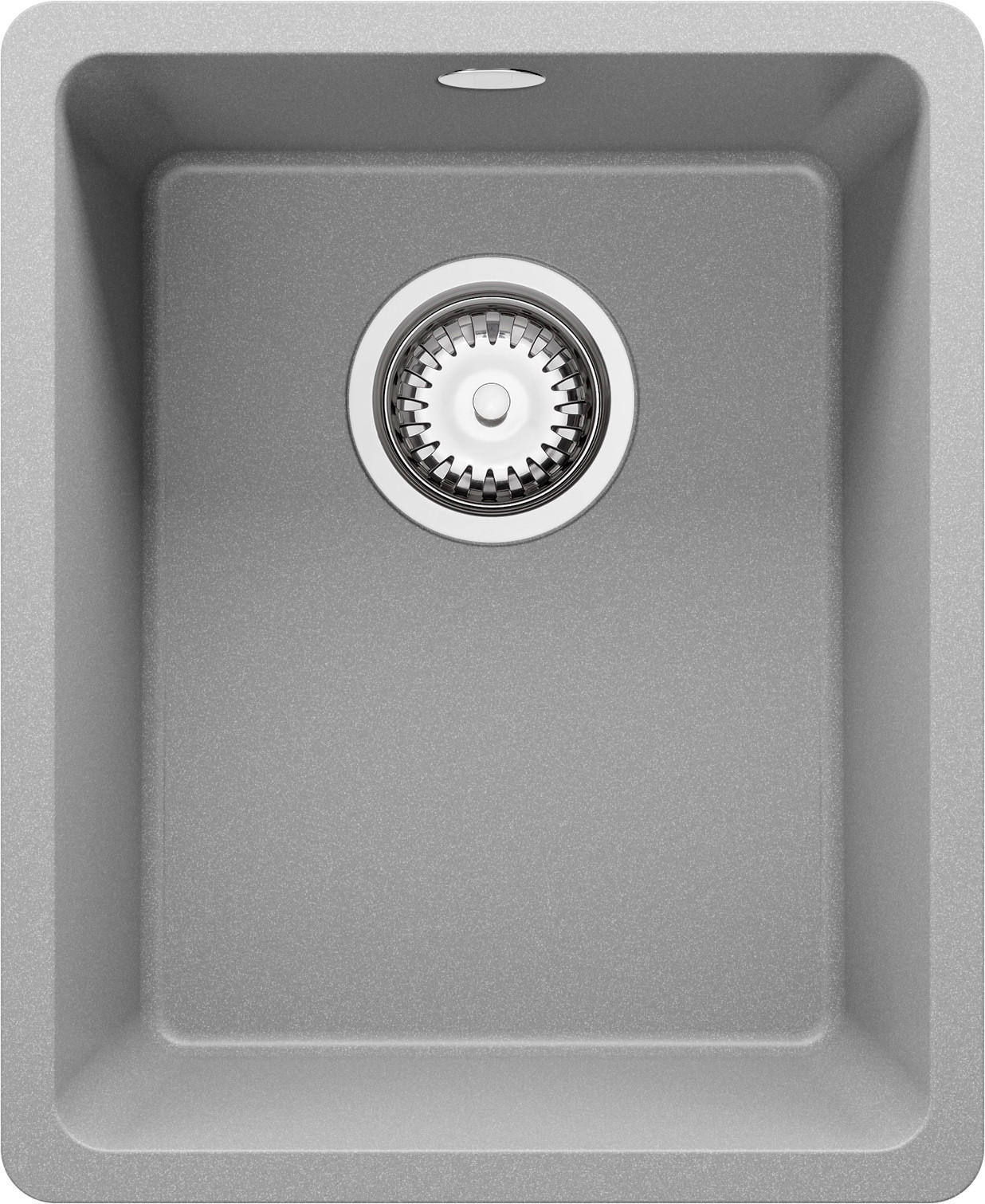 SPÜLBECKEN Venedig Slim Easy, 2-er set Grau 36/44 cm 1 Becken + Ablauf-Set ab 40er Unterschrank - Chromfarben/Grau, Kunststoff (36/20/44cm) - Primagran