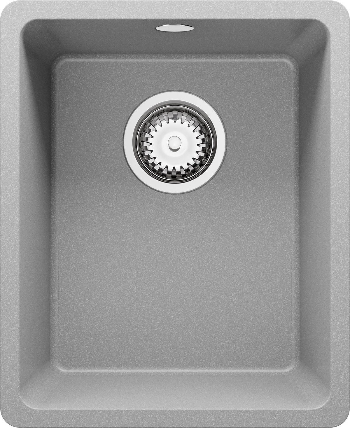 SPÜLBECKEN Venedig Slim Easy, 2-er set Grau 36/44 cm 1 Becken + Ablauf-Set ab 40er Unterschrank - Chromfarben/Grau, Kunststoff (36/20/44cm) - Primagran