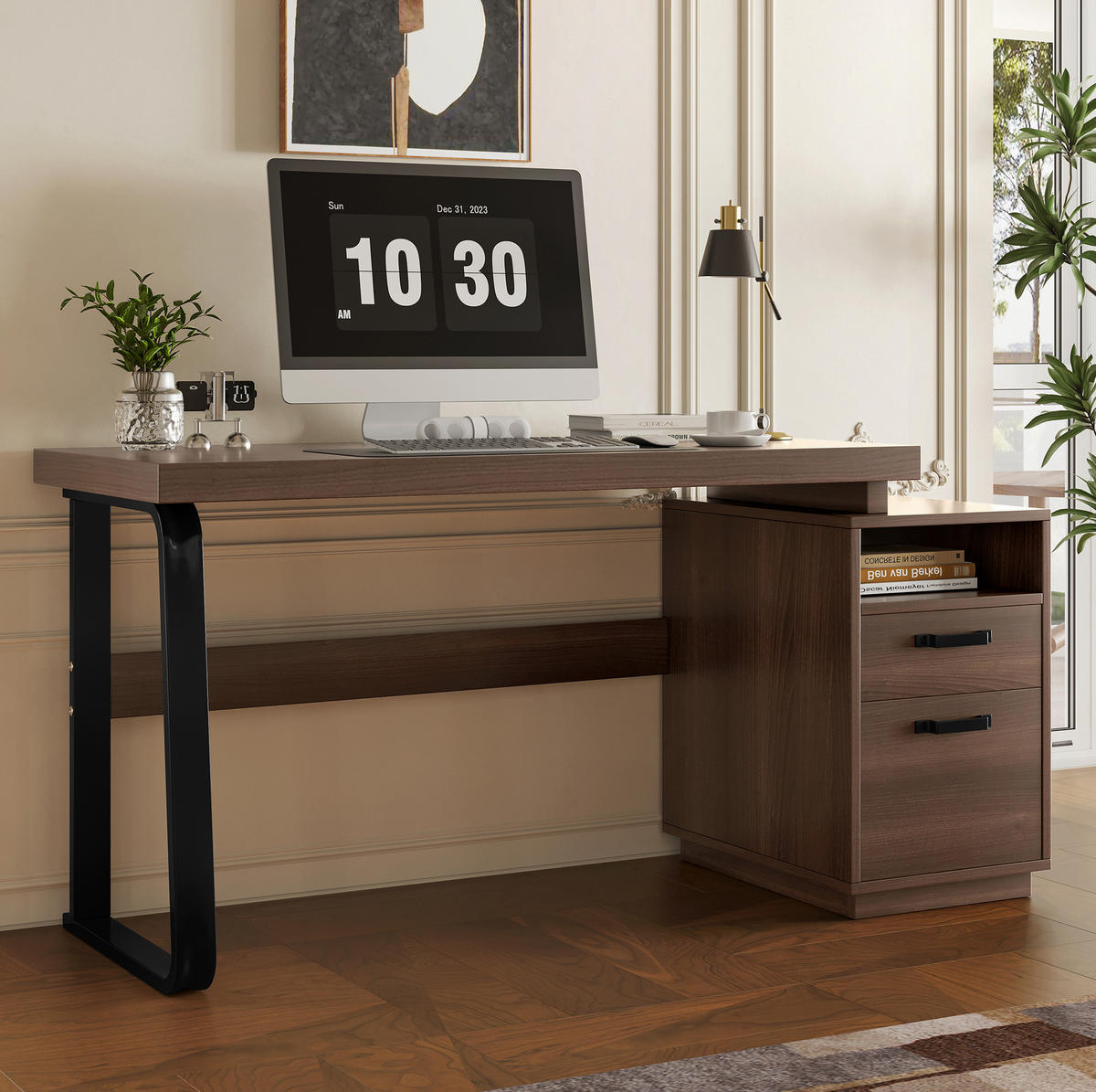 SCHREIBTISCH 135/54 cm mit Schublade und Ablage in Braun - Dunkelbraun, Holzwerkstoff (161/54/76.4cm) - BEAOK