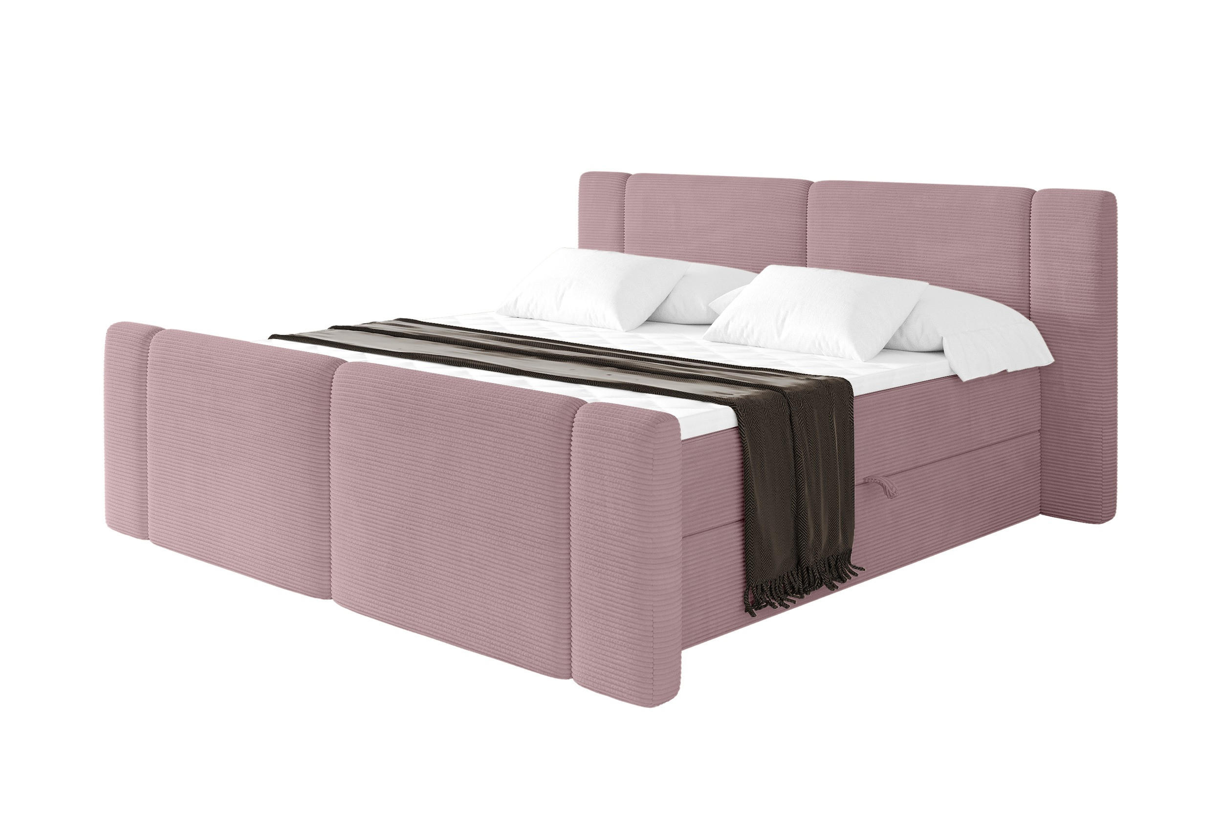 BOXBETT mit Matratze H4 - EVON Zanozek - 140x200 cm Rosa - Rosa, Holzwerkstoff (140/200cm) - ALTDECOR