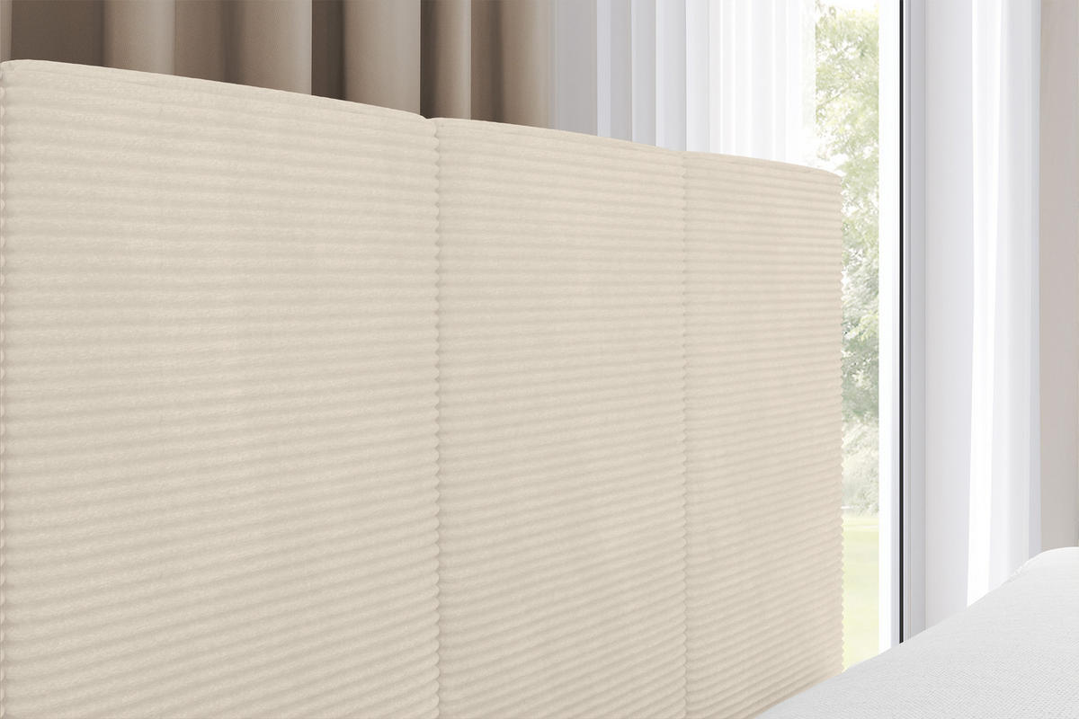EINZELBETT Jugendbett mit Bettkasten Links, mit Matratze - LOVY 90x200 Beige - Sandfarben, Holzwerkstoff/Textil (90/200cm) - ALTDECOR