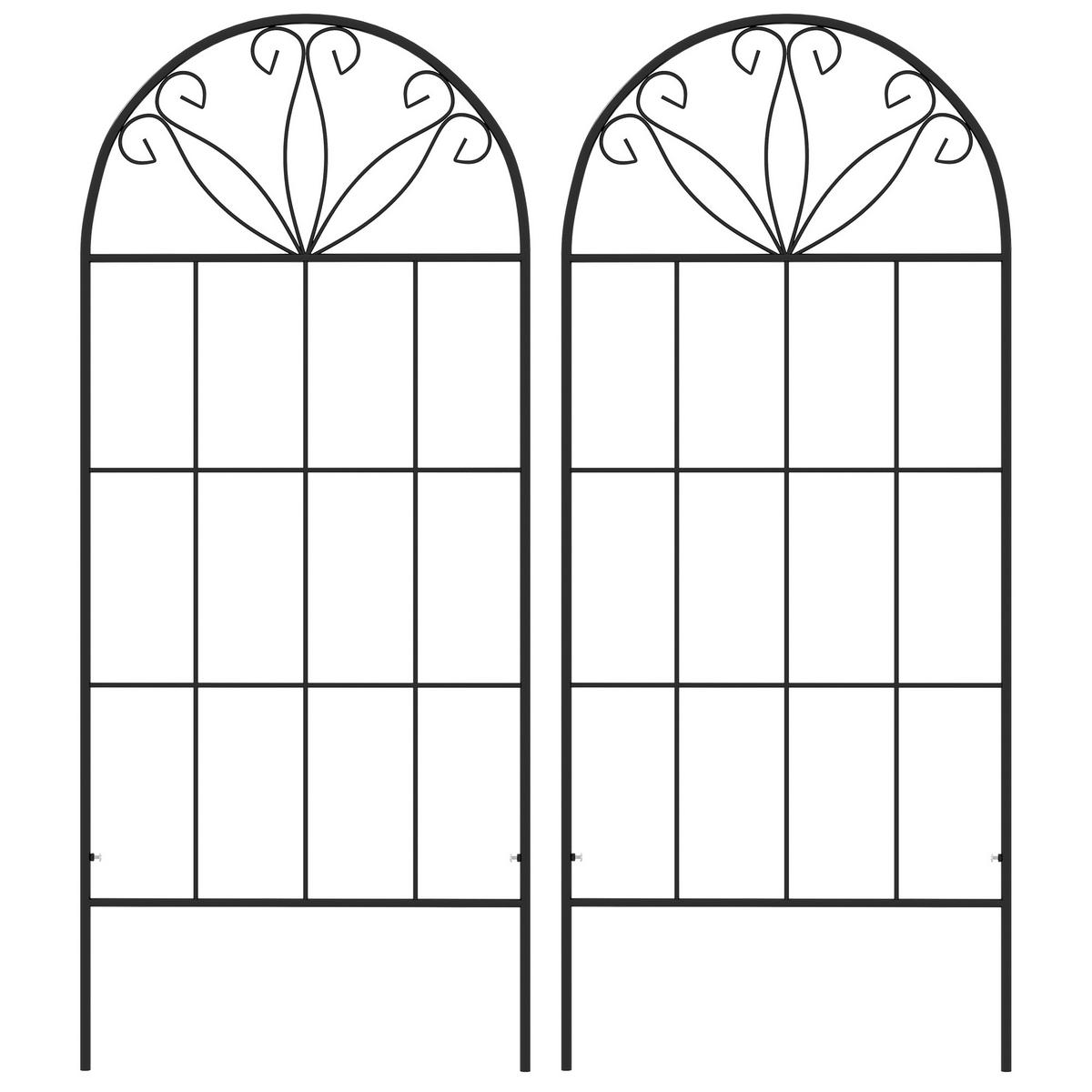 RANKGITTER DE-18323 2er-Set für Kletterpflanzen, 120 cm hoch Schwarz - Schwarz, Metall (1.1/120/51cm) - ComfortXL