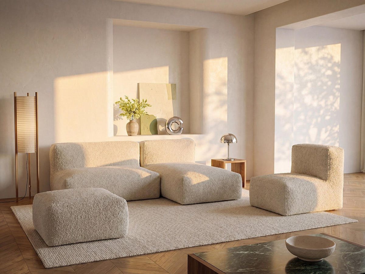 RECAMIERE ohne Schlaffunktion - 1 Person - stoff - gebrochenes weiß Noumara - Weiß, Textil (95/80/175cm) - Vente-Unique