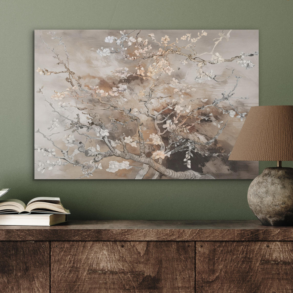 AKUSTIKBILD Mandelblüte - Kunst - Van Gogh - Beige - Abstrakt Wanddeko 70x50 cm - Braun, Kunststoff (70/50/0.9cm) - MuchoWow
