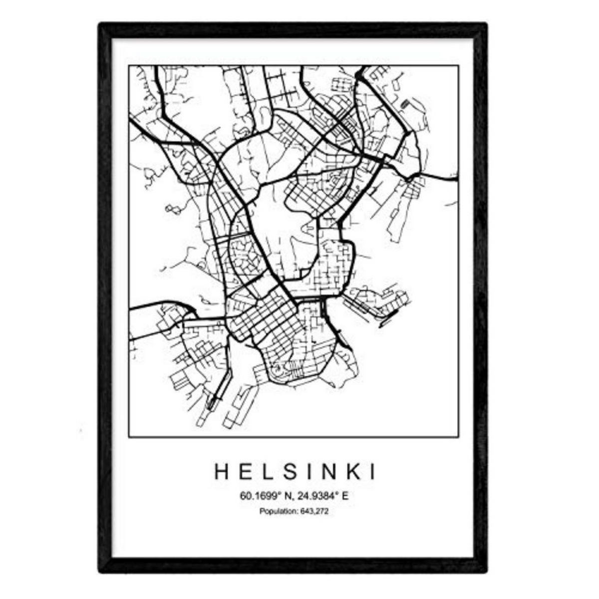 POSTER Helsinki Skandinavischen Stil A4 Rahmenlos - Klar, Papier (29.7/5/21cm) - Nacnic
