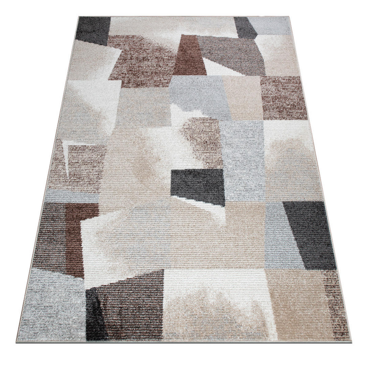TEPPICH Harmonia Patchwork Design Hoch-Tief-Effekt mehrfarbig 60 x 110 cm - Beige/Creme, Kunststoff/Textil (60/110cm) - oKu-Tex