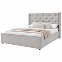 POLSTERBETT mit Bettkasten 160x200 cm Baumwolle Hellgrau - Hellgrau, Metall (160/200cm) - Beauniv