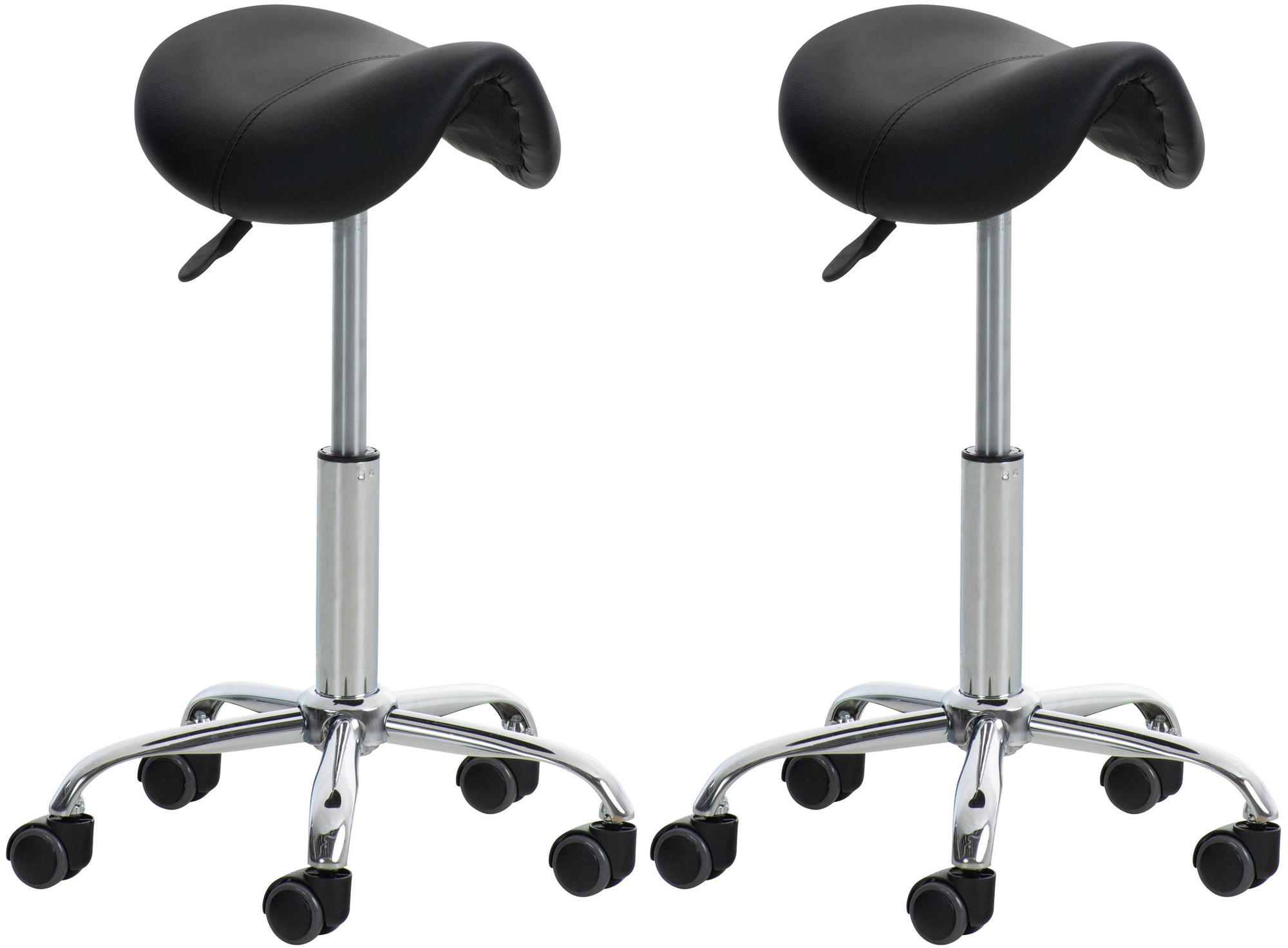 HOCKER 2er Set Lederlook schwarz - Schwarz, Textil/Metall (46/53/46cm) - CLP