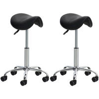 HOCKER 2er Set Lederlook schwarz - Schwarz, Textil/Metall (46/53/46cm) - CLP