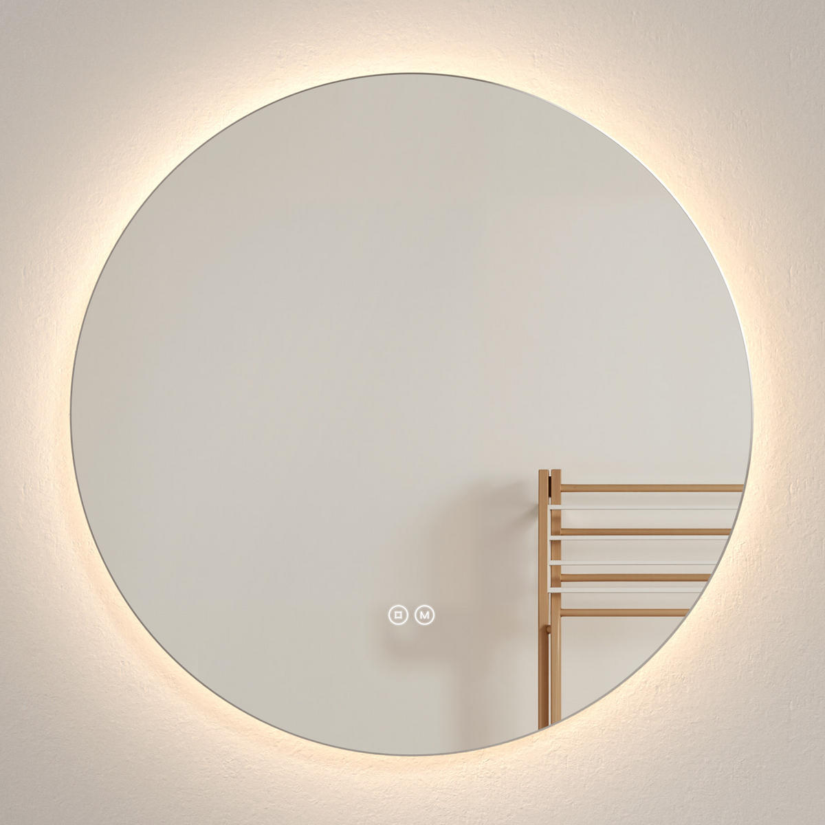 BADSPIEGEL rund mit Beleuchtung rahmenlos Ø80 cm - Weiß, Glas (80/2/80cm) - EMKE