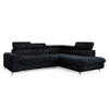 ECKSOFA VELISS Schwarz Kordstoff mit Schlaffunktion - Schwarz, Holz (255/193cm) - MASSENO