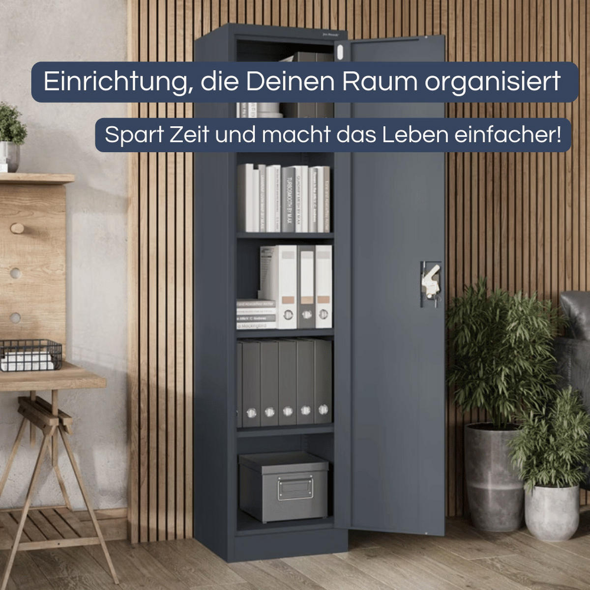 AKTENSCHRANK abschließbar KADO mit Flügeltüren 185x45x40cm Anthrazit - Anthrazit, Metall (45/185/40cm) - DELUKE