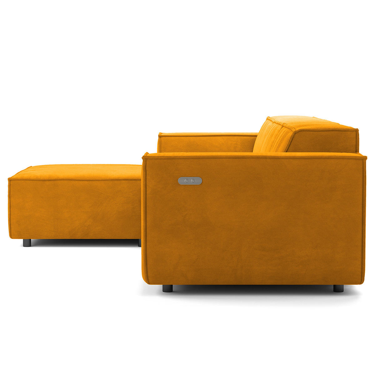 ECKSOFA mit Longchair - Gelb/Schwarz, Kunststoff/Textil (260/177cm) - home24