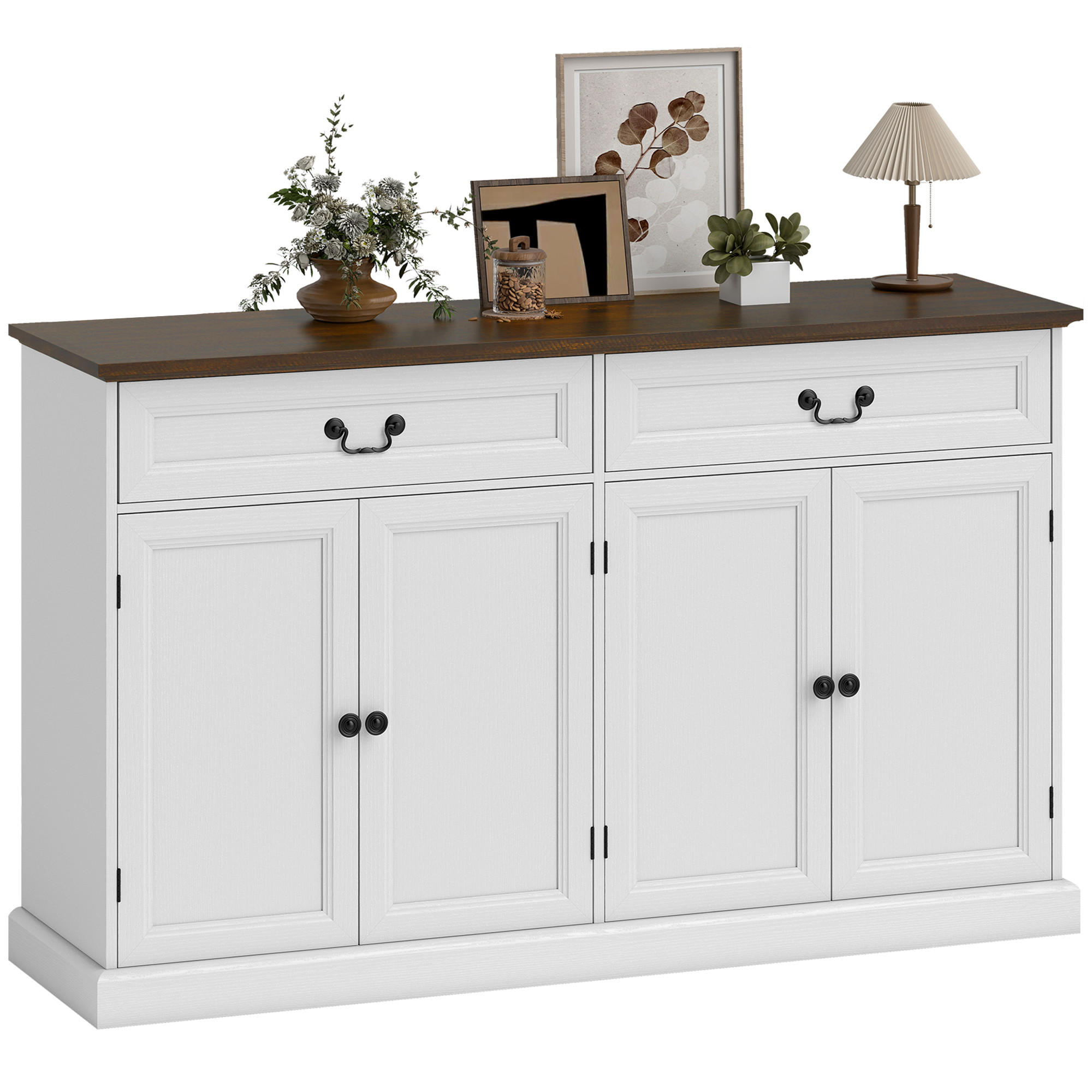 SIDEBOARD DE-11248 4 Türen Weiß/Braun - Weiß, Holzwerkstoff (140/85/40cm) - ComfortXL
