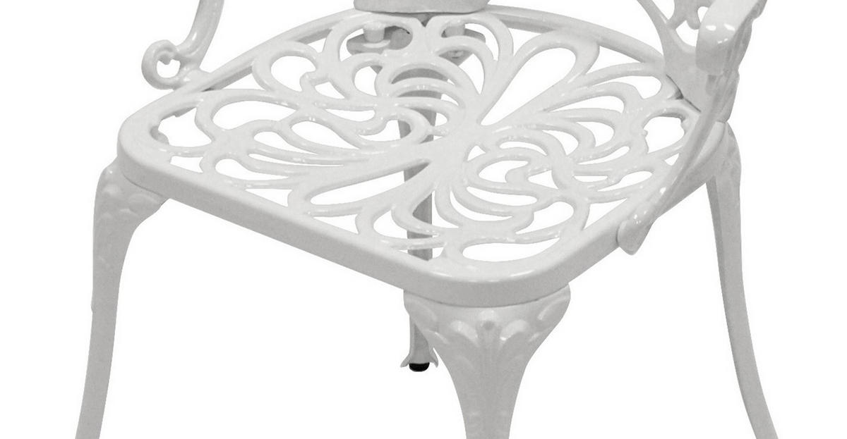 BISTROSTUHL Boulder - Jugendstil - Aluguss antik weiß - Weiß, Metall (58/90/53cm) - TPFGarden