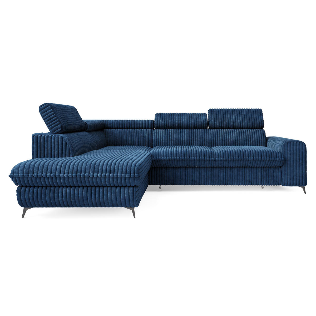 ROHOVÁ SEDAČKA VELISS modrá - modrá/černá, kov/dřevo (255/193cm) - MASSENO