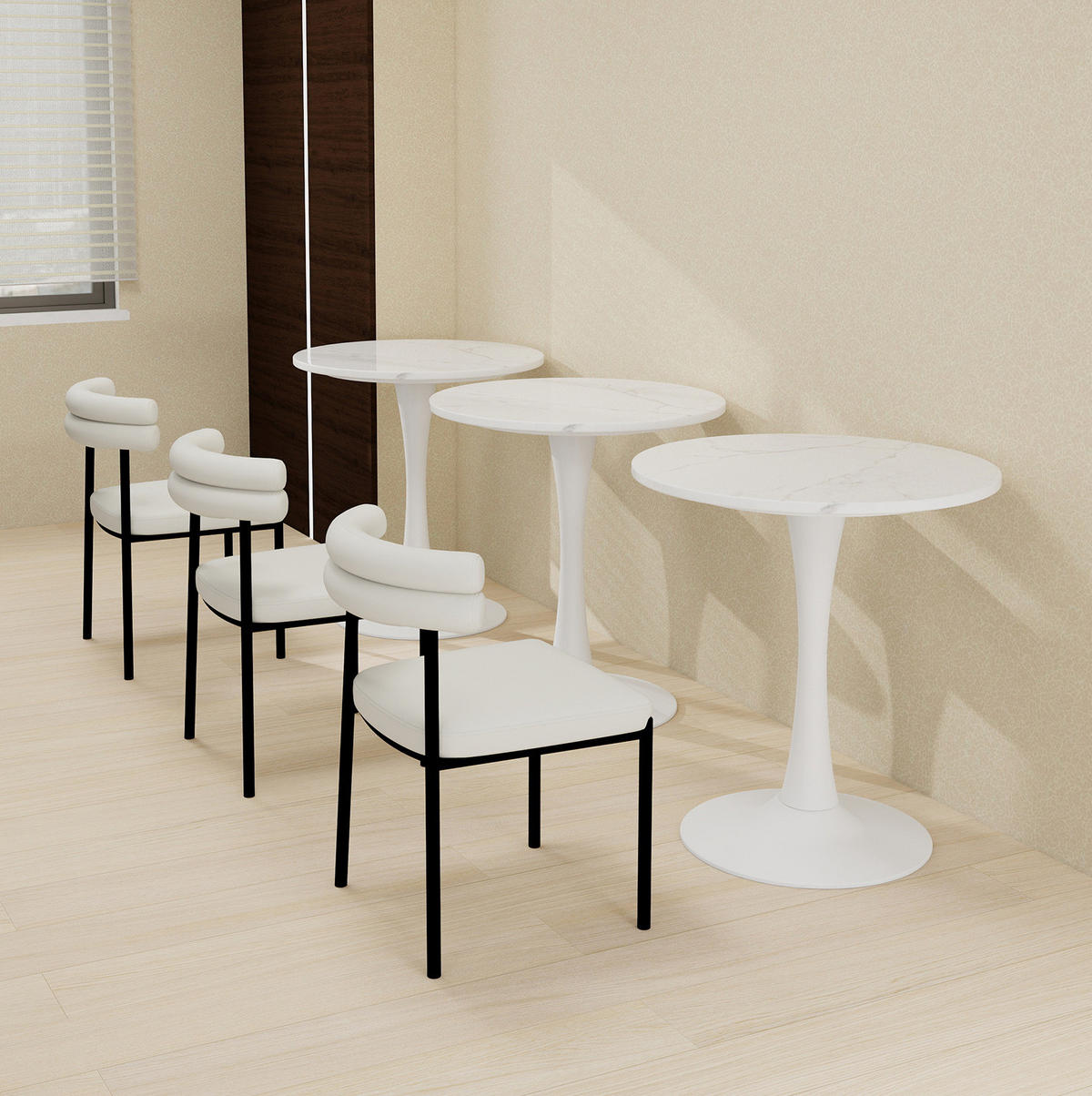 COUCHTISCH 70 cm weiß aus Kunstmarmor mit runder Tischplatte - Weiß, Stein (70/70/72cm) - OKMYHOME