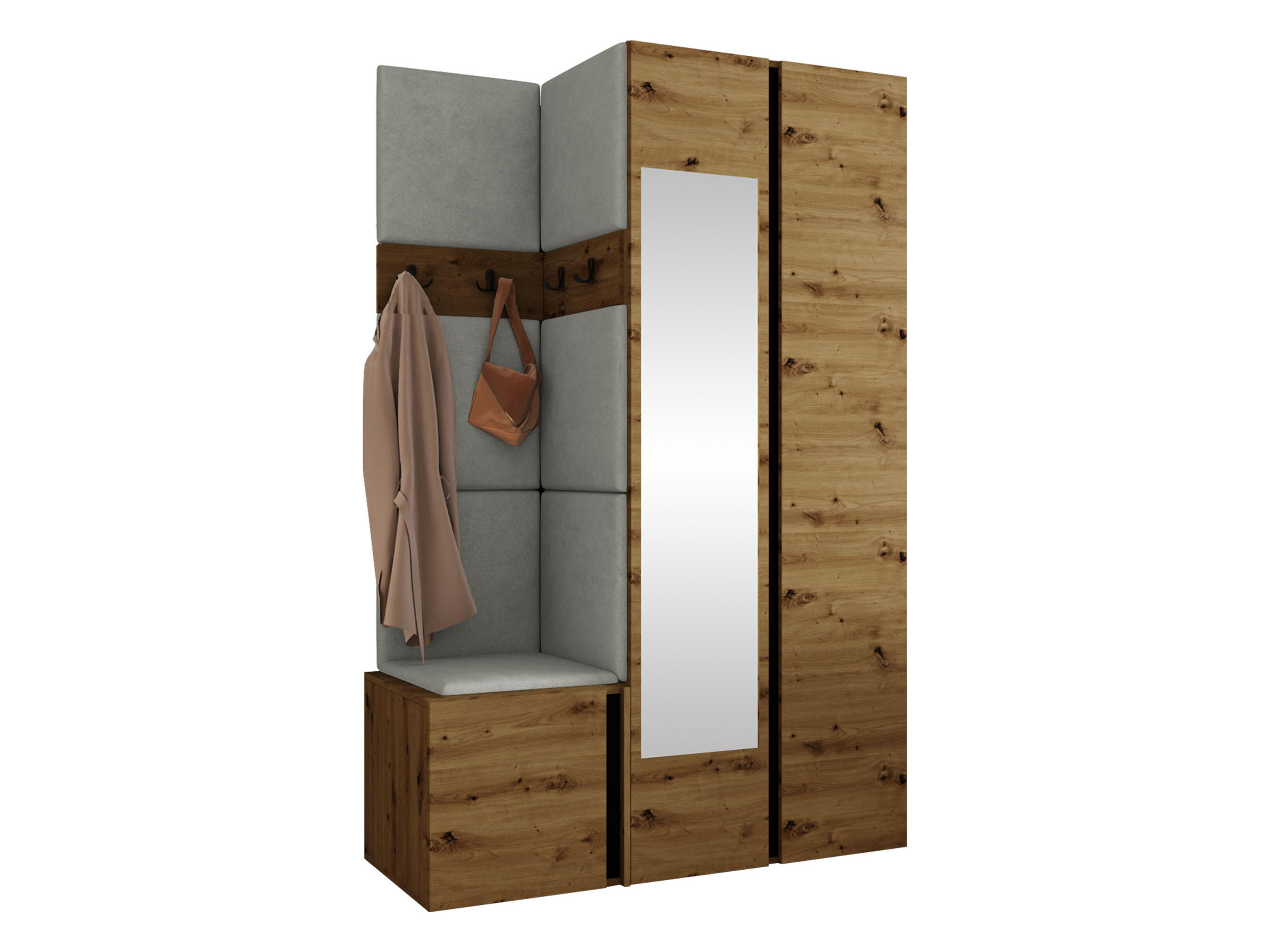 Mirjan24 Garderoben-Set Eiche Artisan, Grau 116x186x46 cm