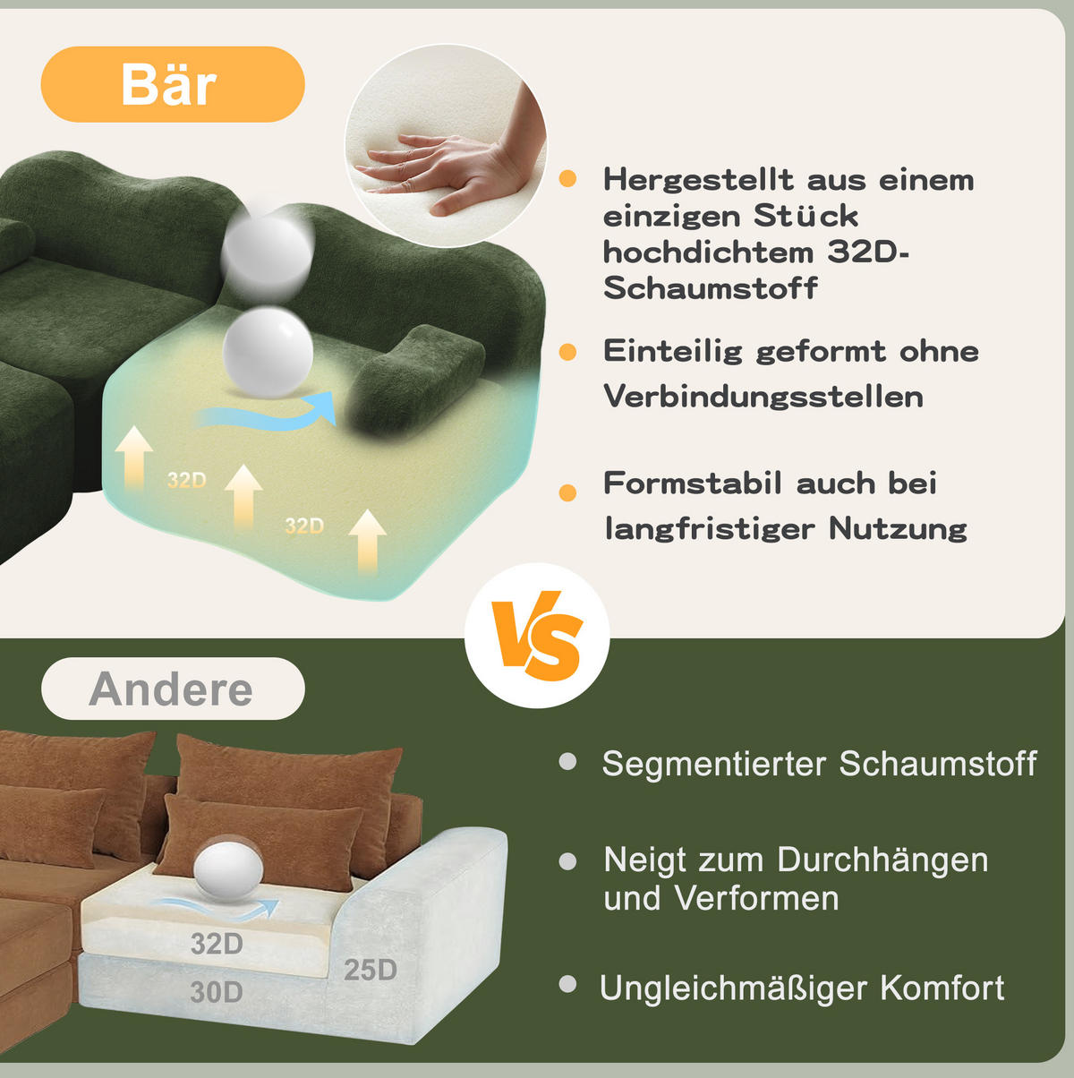 SOFA modular Eckform Samt Grün - Grün, Textil (167/384cm) - Meubliv
