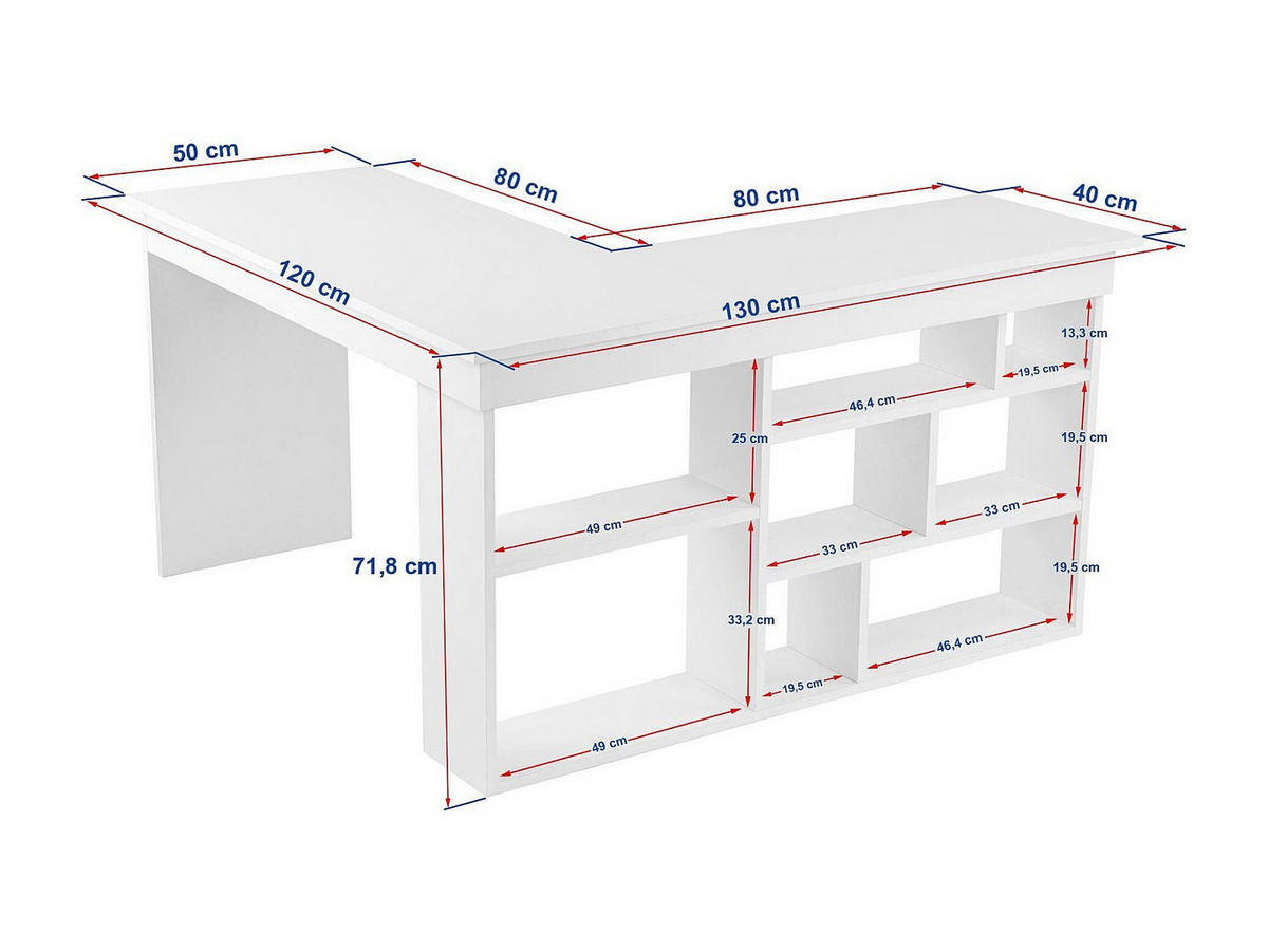 SCHREIBTISCH - 129 cm x 120 cm - Holz, Platte - Naturfarben Dunkel, Beige LILEUL - Beige/Naturfarben, Holz (120/129/72cm) - Vente-Unique
