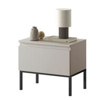 NACHTSCHRANK Bemmi Beige mit schwarzen Beinen - Beige/Schwarz, Holzwerkstoff/Metall (49/43/32cm) - Selsey