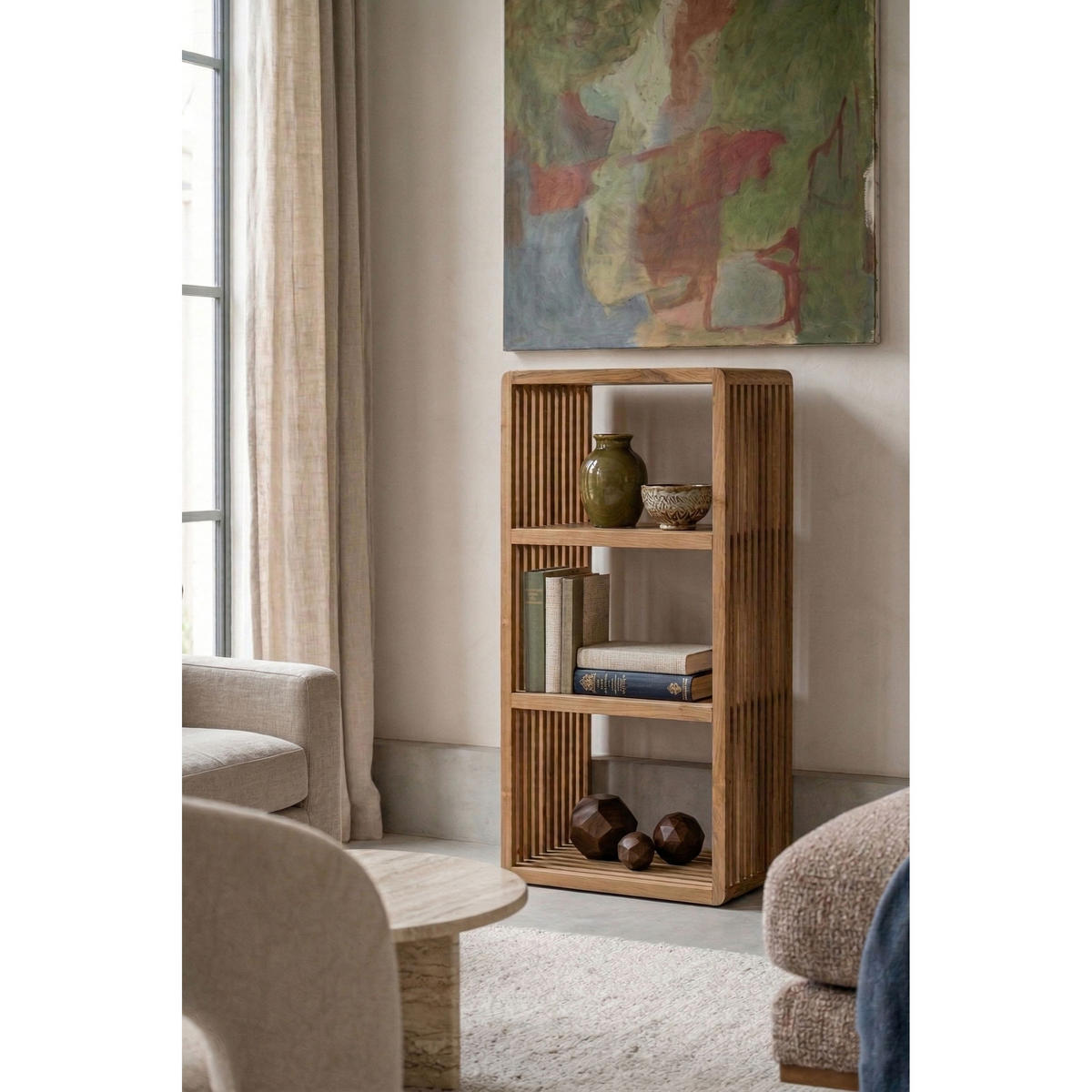 STANDREGAL Djia Kastje aus Teakholz hoch - Braun, Holz (44/85/34cm) - Housecraft Living