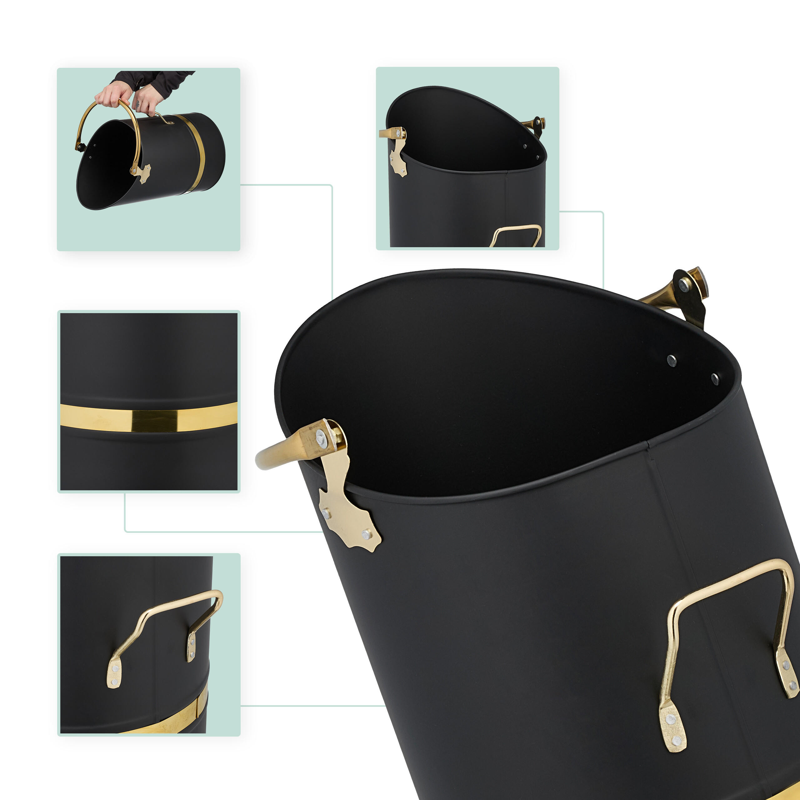 KOHLENSCHÜTTE - Schwarz, Metall (23/23/40cm) - Relaxdays