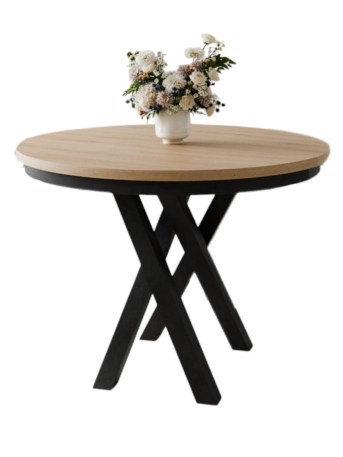 ESSTISCH DAST rund Eiche craft - Eichefarben/Schwarz, Holzwerkstoff/Metall (100/100/77cm) - Compleo24