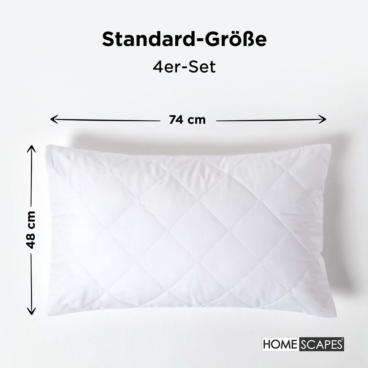 KISSENSCHONER gesteppt 48/74 cm, 4er-Set, Hotelverschluss - Weiß, Textil (48/74cm) - Homescapes