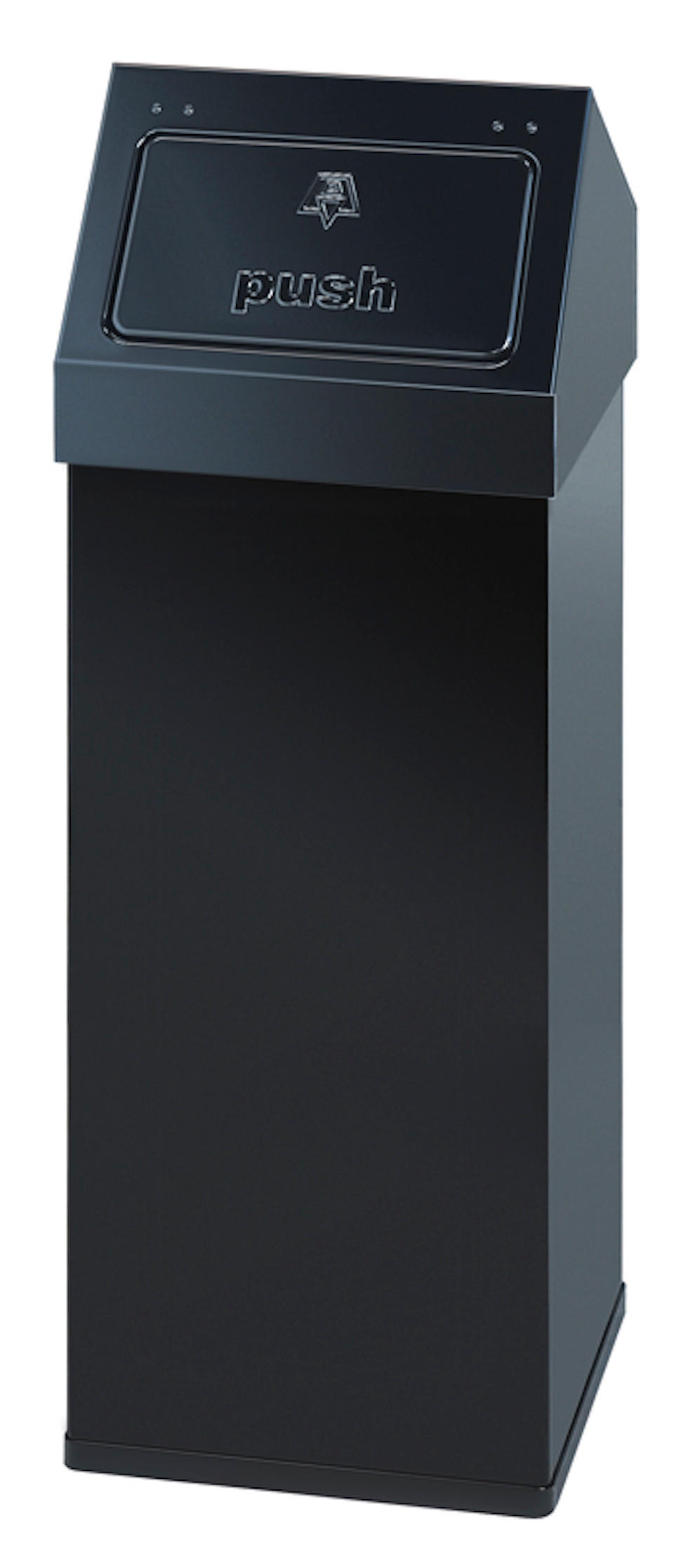 ABFALLSAMMLER Eckiger AlumInium Abfallbehälter Haiti Mit Push Deckel 110 Liter 100 x 39 x 39 cm Schwarz - Schwarz, Metall (39/100/39cm) - PROREGAL