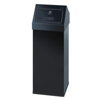 ABFALLSAMMLER Eckiger AlumInium Abfallbehälter Haiti Mit Push Deckel 110 Liter 100 x 39 x 39 cm Schwarz - Schwarz, Metall (39/100/39cm) - PROREGAL