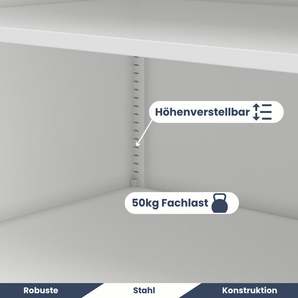 AKTENSCHRANK abschließbar KADO Flügeltüren 185x90x60cm Weiß - Weiß, Metall (90/185/60cm) - DELUKE
