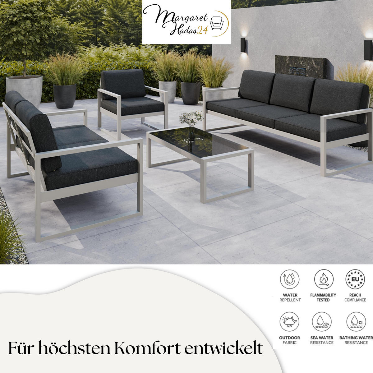GARTENSESSEL Madera 76x80 cm, kaschmir, graubraun - Kaschmir/Braun, Kunststoff/Metall (76/86/80cm) - Margaret Hadas24