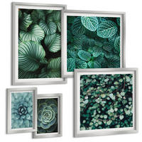 BILDER SET 5er Set - 50x50 cm & 20x30 cm & 40x60 cm Silberner Rahmen - Meerstrand Zitronen Berge - Silberfarben, Kunststoff (40/60cm) - TULUP