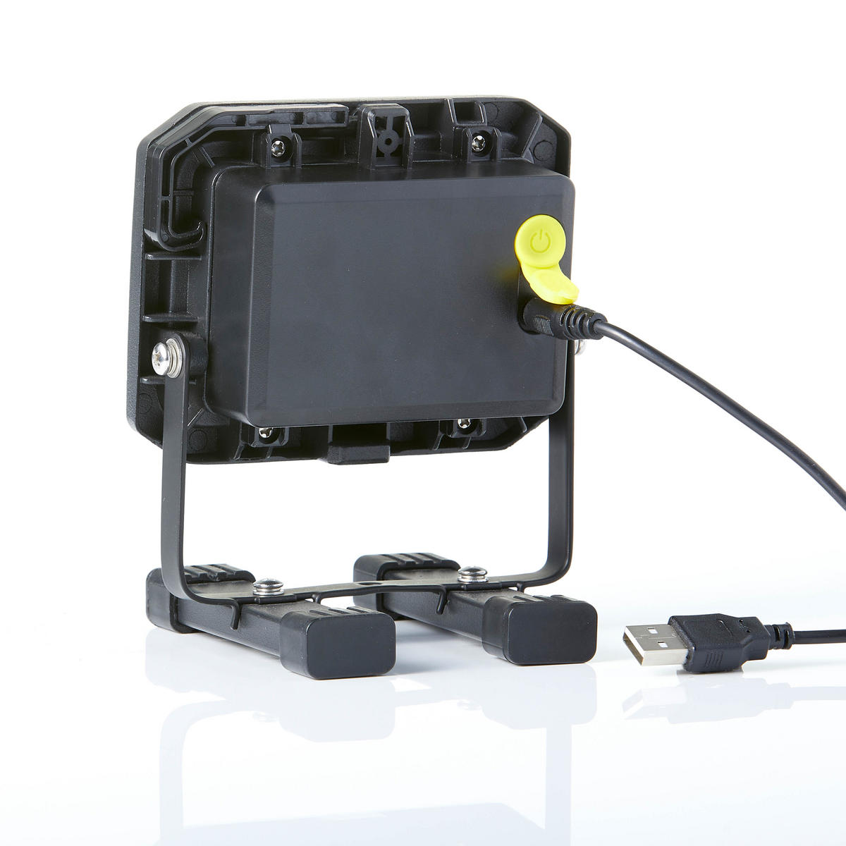 AKKU-LED-BAUSTRAHLER - 1300 Lumen, spritzwassergeschützt mit Haken für Innen und Außen, 2-fach dimmbar, 6600mAh Akku - Schwarz, Kunststoff (12/10.5/14cm) - Northpoint