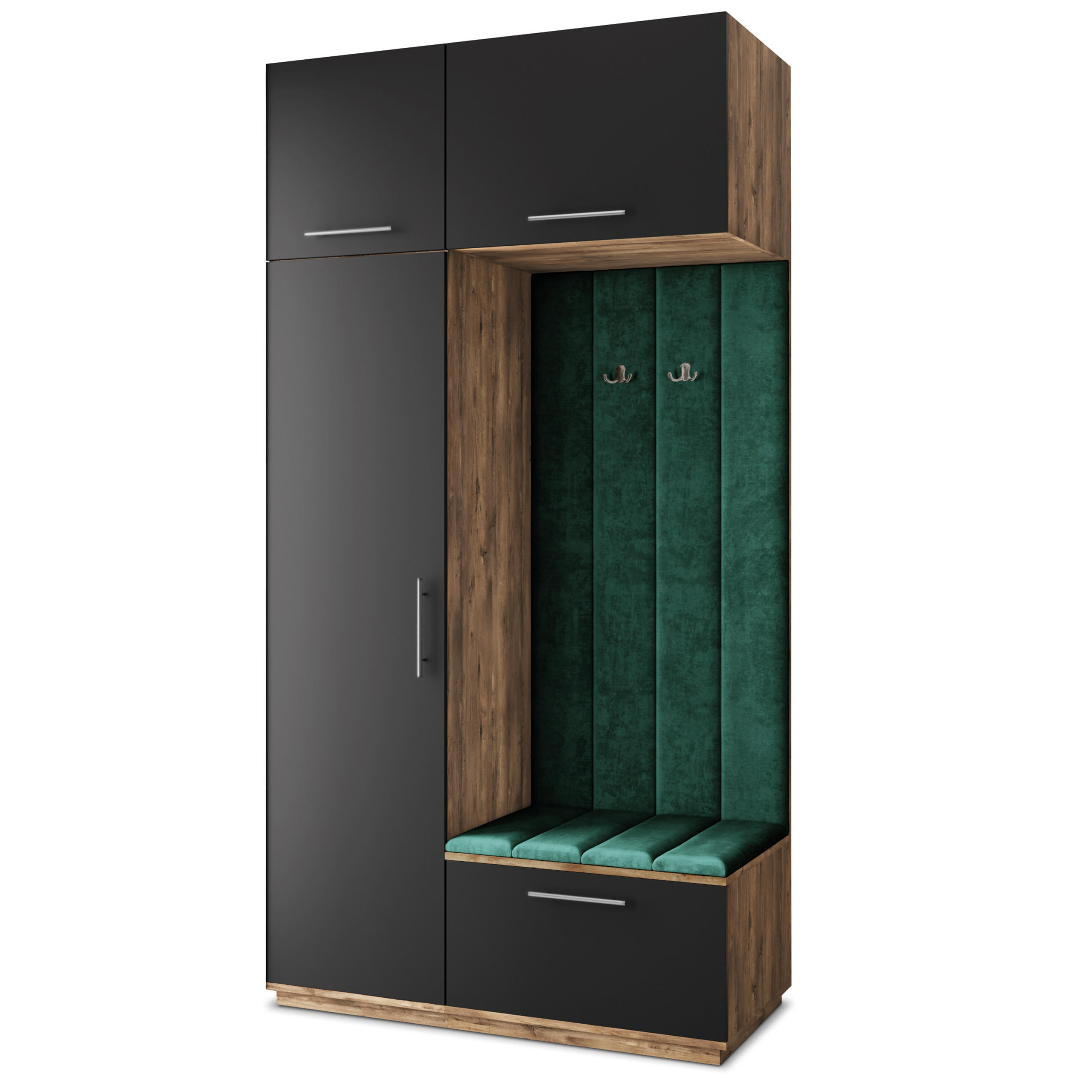 GARDEROBENSCHRANK REMA 120/240/60 cm Modern Garderobe-Set Eiche Lefkas - Eichefarben/Schwarz, Holzwerkstoff (120/240/60cm) - MASSENO
