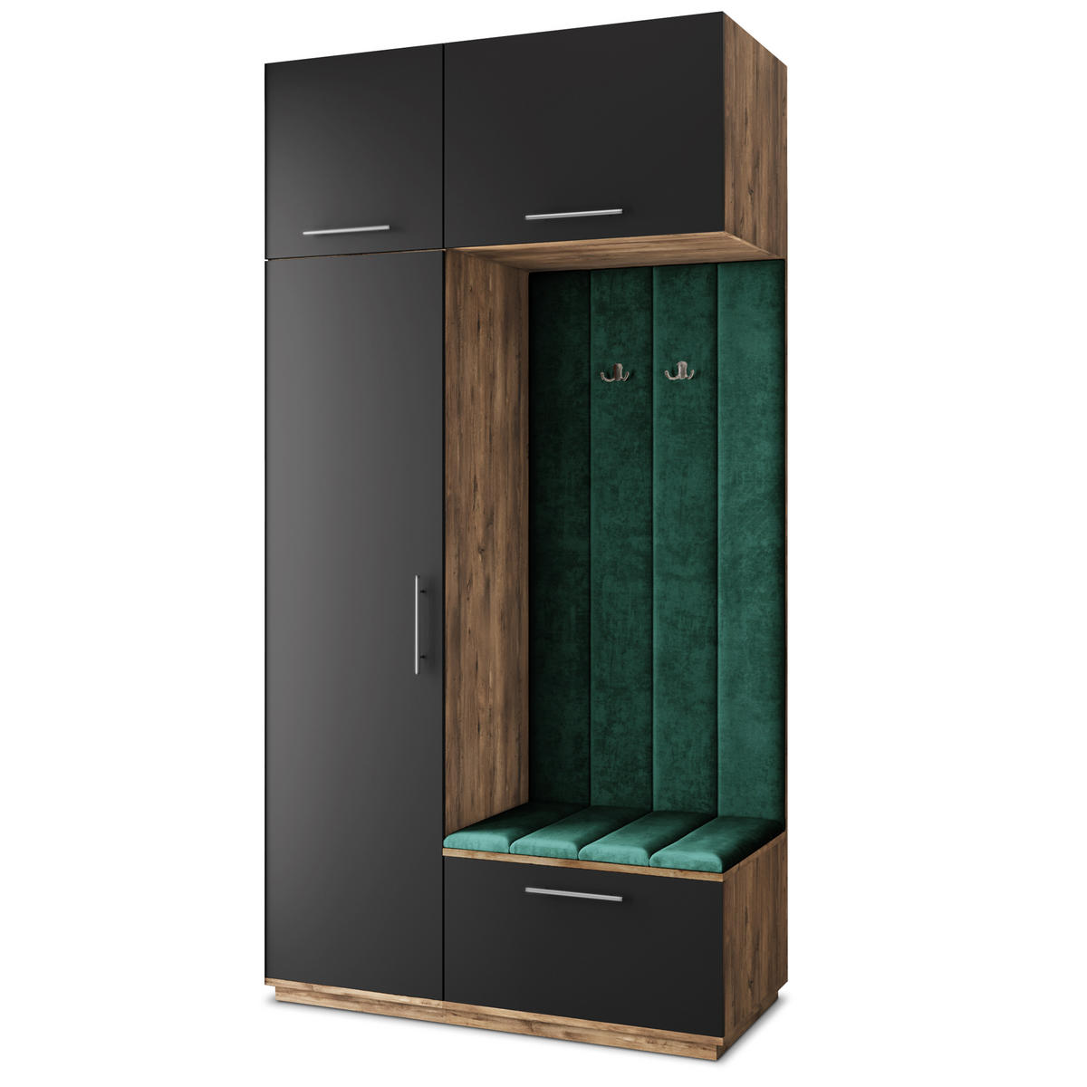 GARDEROBENSCHRANK REMA 120/240/60 cm Modern Garderobe-Set Eiche Lefkas - Eichefarben/Schwarz, Holzwerkstoff (120/240/60cm) - MASSENO
