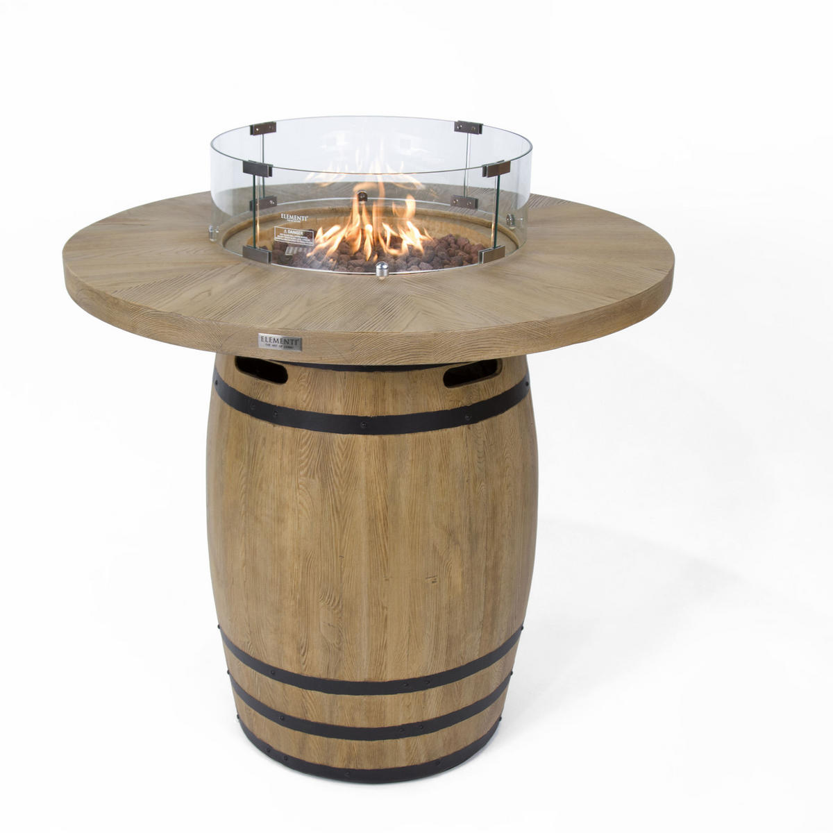 FEUERTISCH LAFITE Bartische aus GF-Beton - 2-tlg. Set inkl. Glasumrandung - Naturfarben, Naturmaterialien (122/110/122cm) - Elementi