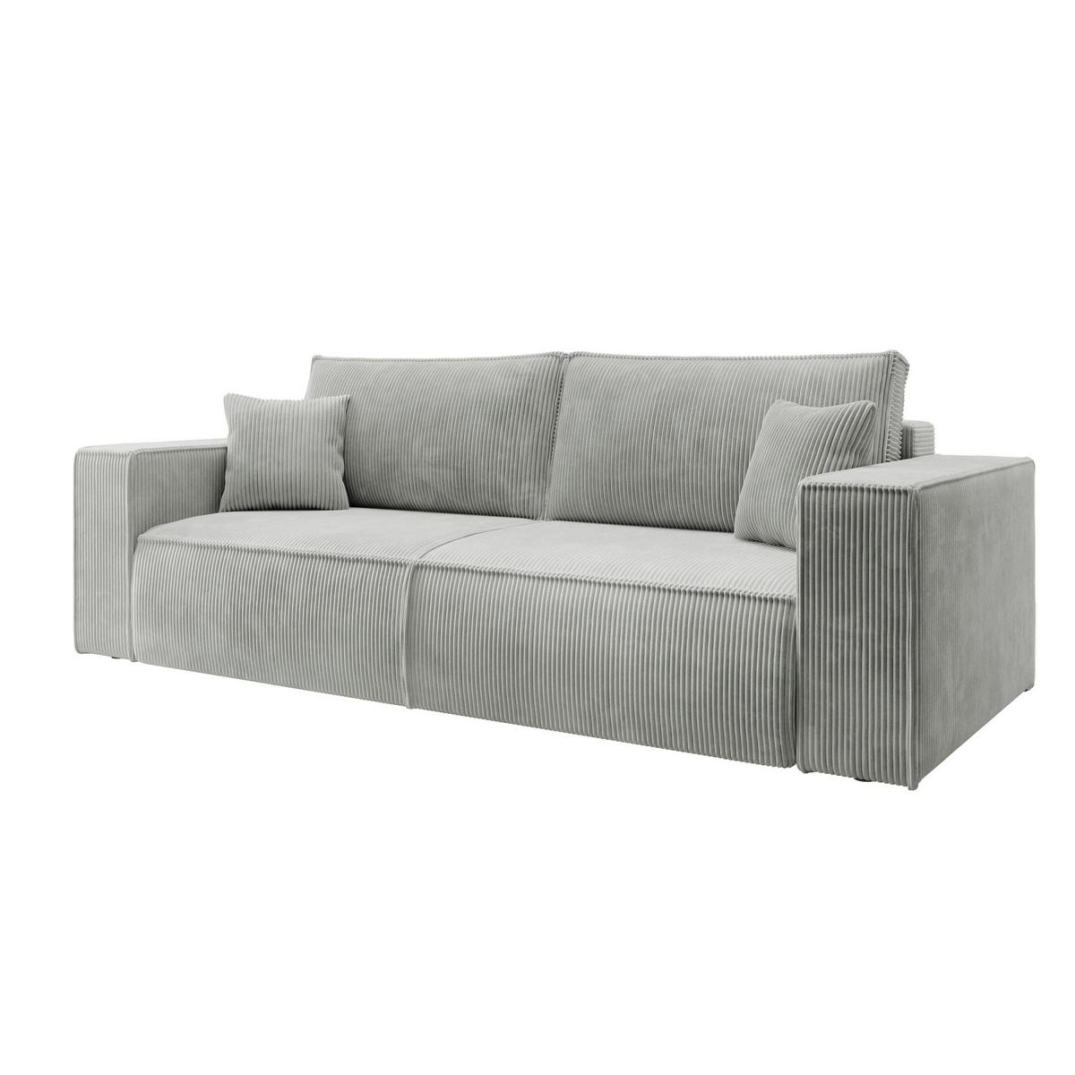 SOFA FARESE Hellgrau mit Cordbezug - Hellgrau, Textil/Metall (257/85/102cm) - Selsey