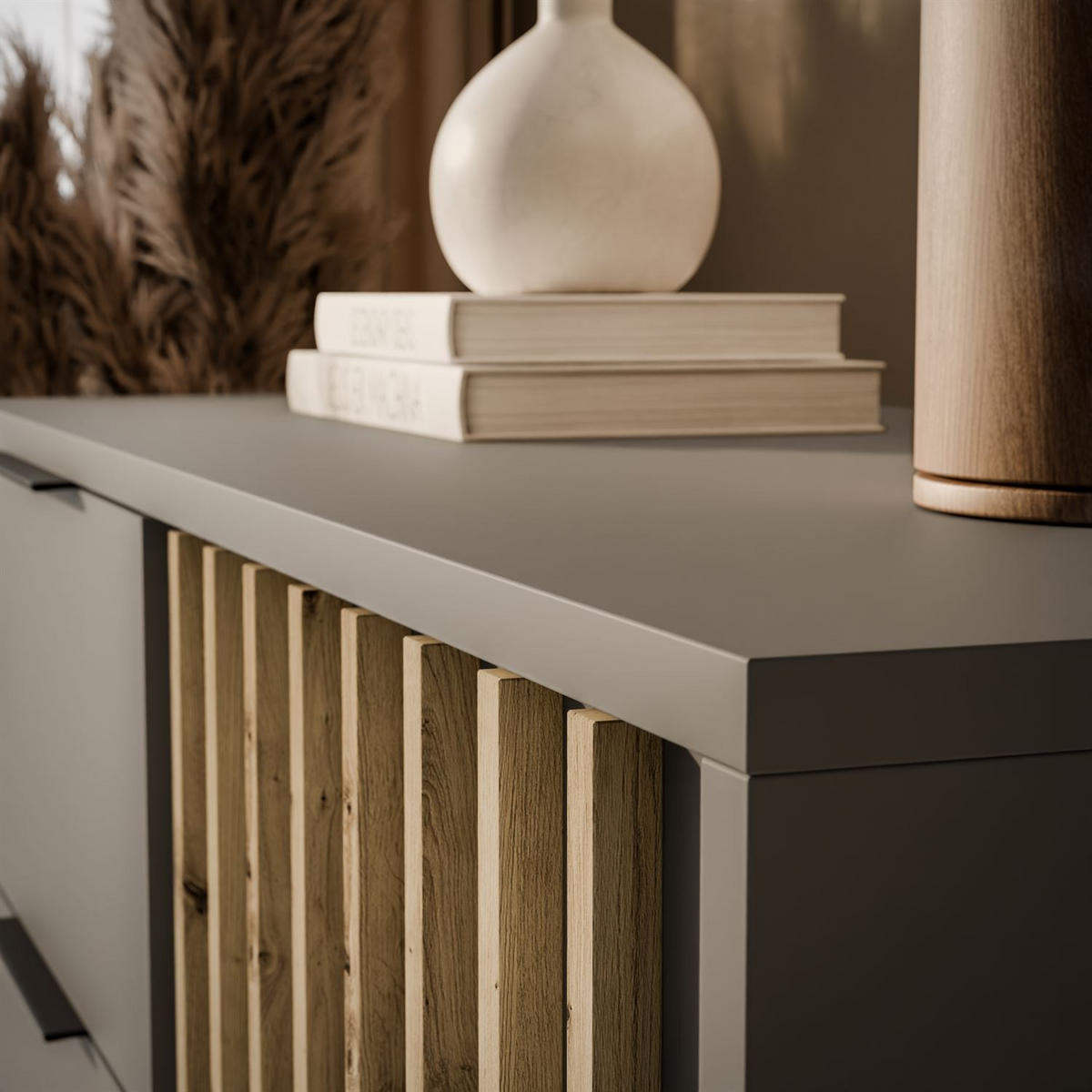 KOMMODE NELA mit Lamellen, Grau/Artisan - Grau, Holzwerkstoff (105/86/45cm) - Lookway