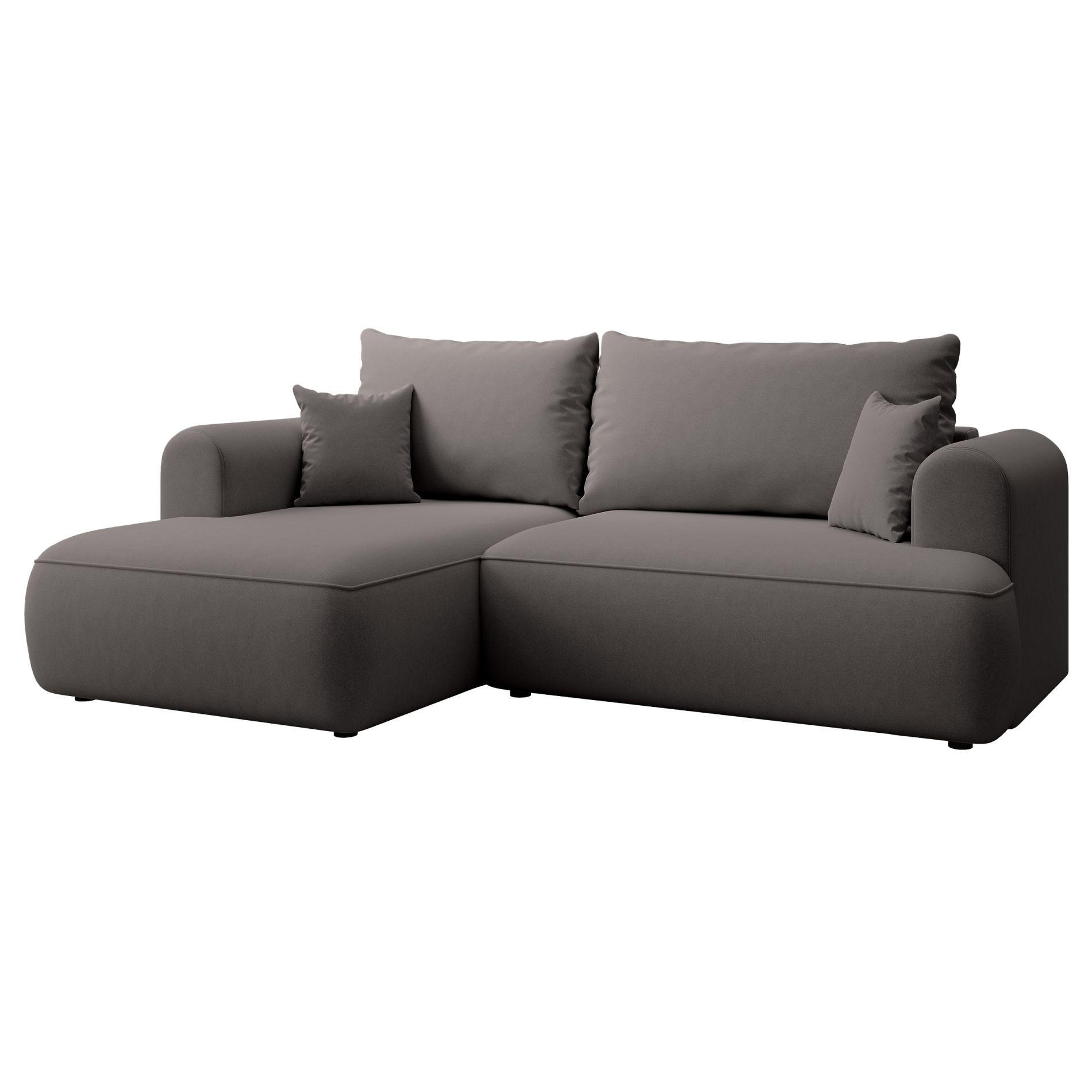 ECKSCHLAFSOFA Ovo Mini Dunkelgrau Easy-Clean-Samtbezug - Dunkelgrau/Schwarz, Kunststoff/Textil (238/156cm) - Selsey
