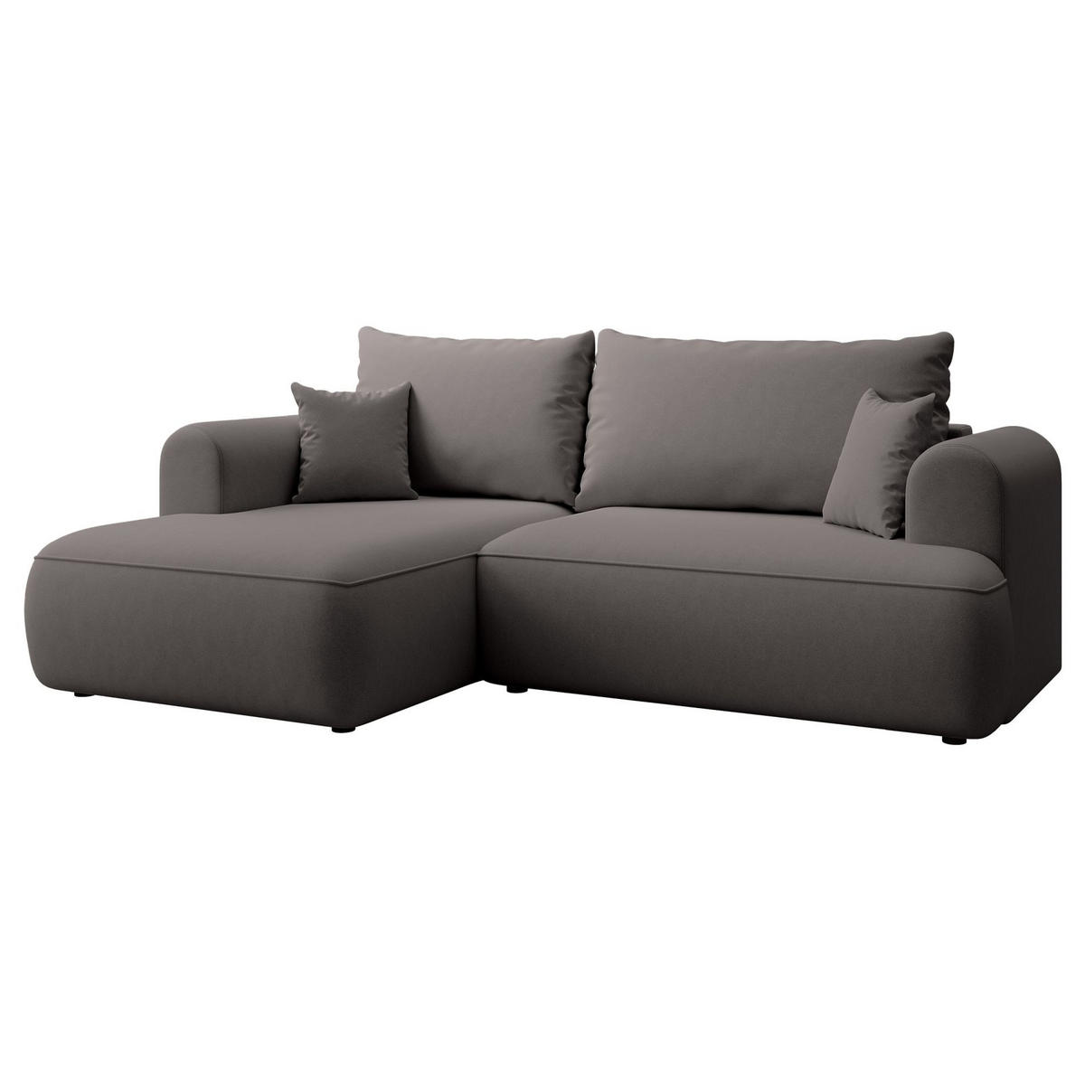 ECKSCHLAFSOFA Ovo Mini Dunkelgrau Easy-Clean-Samtbezug - Dunkelgrau/Schwarz, Kunststoff/Textil (238/156cm) - Selsey