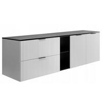 WASCHBECKUNTERSCHRANK FLOW mit Regal + Platte Weiß matt 160/57/46 cm - Weiß, Holzwerkstoff (160/57/46cm) - Rodan