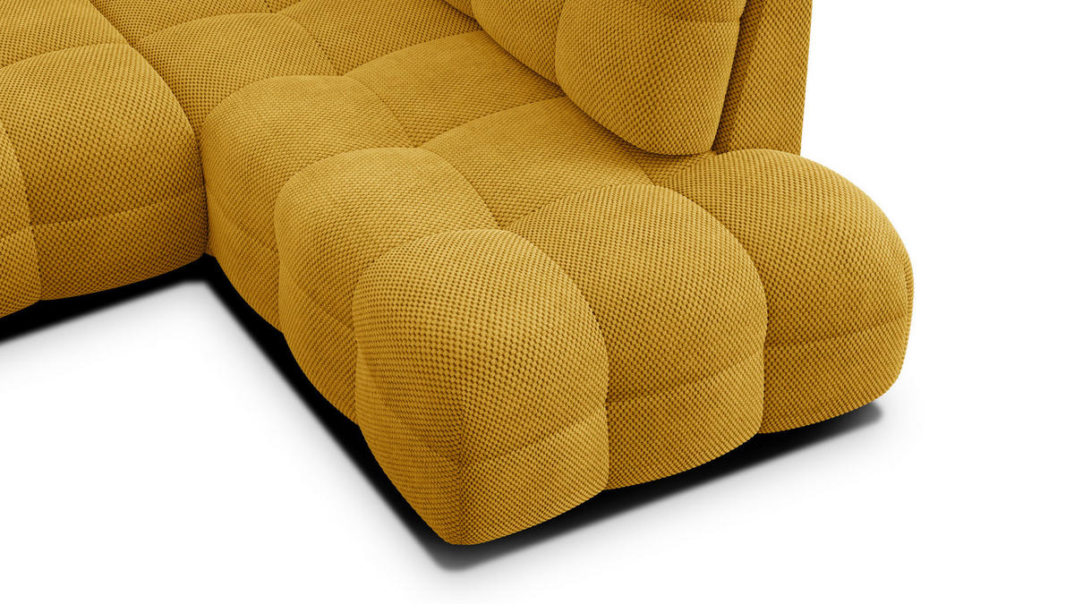 ECKSOFA MELLOW 5-Sitzer, safran - Gelb/Schwarz, Holz/Textil (283/191cm) - Courtois Laville