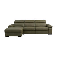 ECKSOFA Plutone Echtleder Olivgrün - Olivgrün, Leder/Metall (286/165cm)